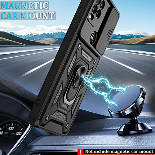 Moto G Stylus 5G(2021) Case with Screen Protector,Shockproof Phone Cover with Magnetic Kickstand Ring for Motorola G Stylus 5G 2021,Black