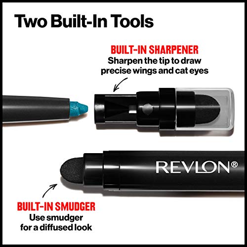 Revlon Pencil Eyeliner, Gifts for Women, Stocking Stuffers, ColorStay Eye Makeup with Built-in Sharpener, Waterproof, Smudge-proof, Longwearing with Ultra-Fine Tip, 201 Black, 2 Pack