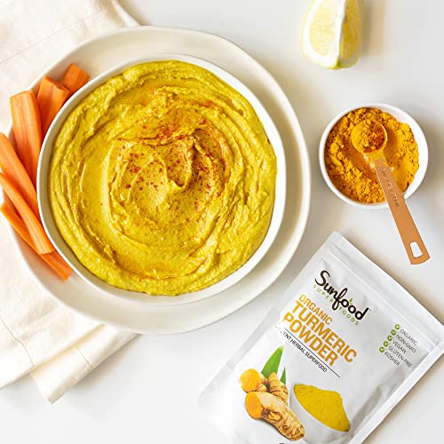 Sunfood Superfoods Organic Turmeric Root Powder - 100% Pure Medicinal Herb with Curcumin - 4 oz Bag