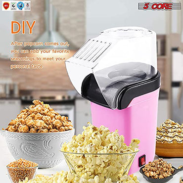 5 Core Hot Air Popcorn Popper 1100W Electric Popcorn Machine Kernel Corn Maker, Bpa Free, 16 Cups, 95% Popping Rate, 3 Minutes Fast, No Oil Healthy Snack for Kids Adults, Home, Party & Gift POP P