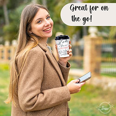 Dessie 100 Disposable Coffee Cups with Lids 12 Oz, To Go Coffee Paper Cups with Lids and Stirrers, Motivational Coffee Cups with Lids 12 Oz. (You Totally Rock)
