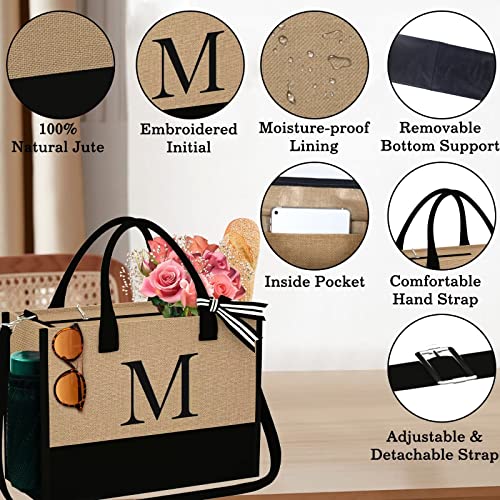 YOOLIFE Gifts for Women - Birthday Gifts for Women A Initial Jute Tote Bag Gifts for Women Her Friend Sister Mom Birthday Gifts Teacher Appreciation Gifts Bride Bridesmaid Wedding Gifts