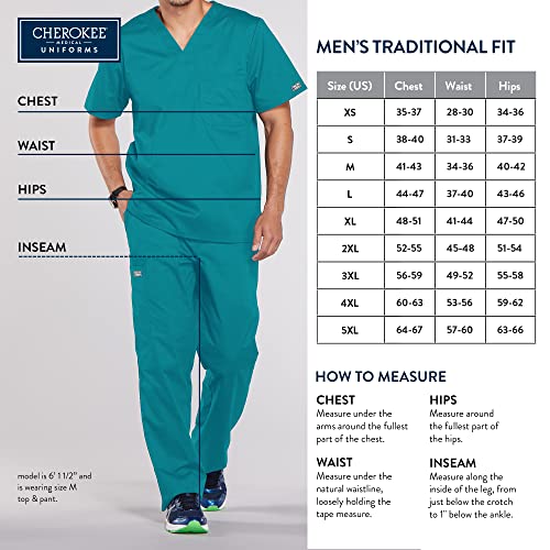 Cherokee Scrubs for Men Workwear Professionals V-Neck Four-Pocket Scrub Top WW695, L, Navy