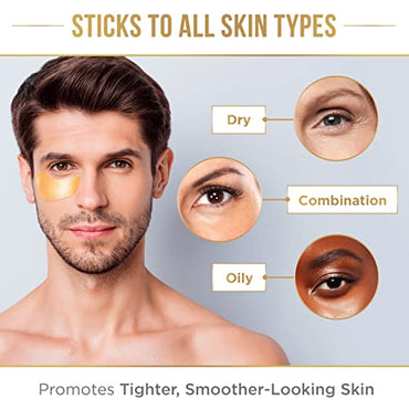 DERMORA Golden Glow Under Eye Patches (50 Pairs Eye Gels) - Rejuvenating Treatment for Dark Circles, Puffy Eyes, Refreshing, Revitalizing, Travel, Wrinkles. NEW PACKAGING