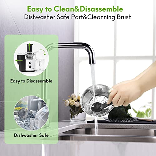 650W 3 Speeds Juicer Machines Vegetable and Fruit, Healnitor Centrifugal Juice Extractor with Wide 3” Feed Chute, Easy to Clean, BPA-Free Compact Centrifugal Juice Maker, White