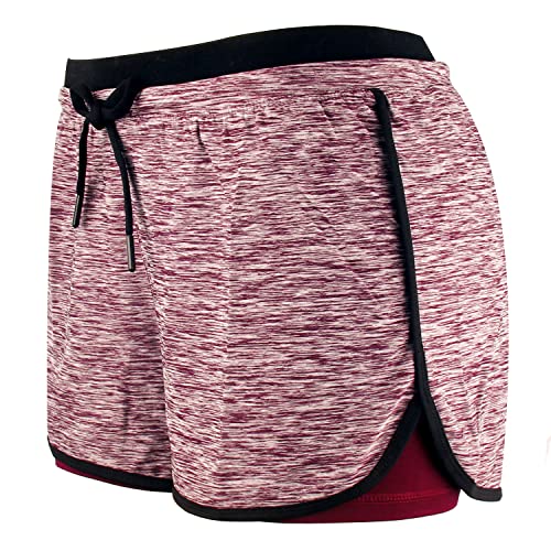 RIBOOM Women Workout Fitness Running Shorts Double Layer Active Yoga Gym Sport Shorts Violet