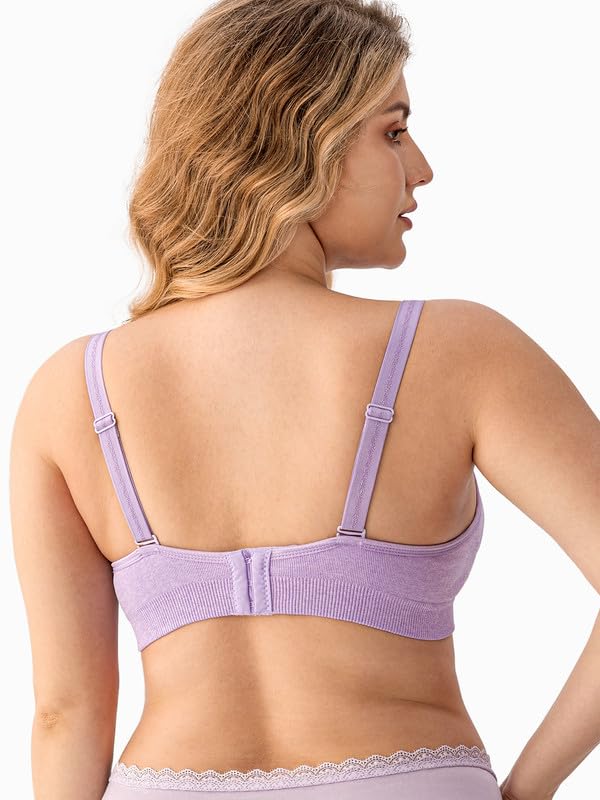 Angelhood Womens Seamless Sleep Nursing Bra,Breastfeeding Maternity Bra with Remove Bra Pads Extenders Pack of 3