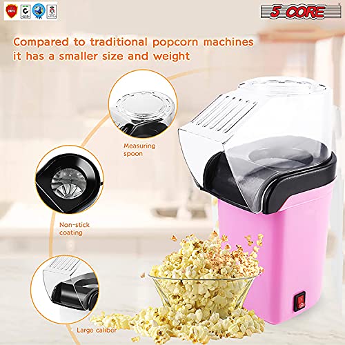 5 Core Hot Air Popcorn Popper 1100W Electric Popcorn Machine Kernel Corn Maker, Bpa Free, 16 Cups, 95% Popping Rate, 3 Minutes Fast, No Oil Healthy Snack for Kids Adults, Home, Party & Gift POP P