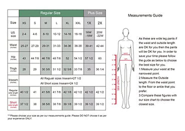 Tronjori Women High Waist Casual Wide Leg Long Palazzo Pants Trousers Regular Size(L, Black)