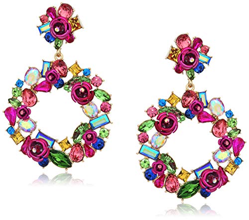 Betsey Johnson Stone & Rose Wreath Drop Earrings