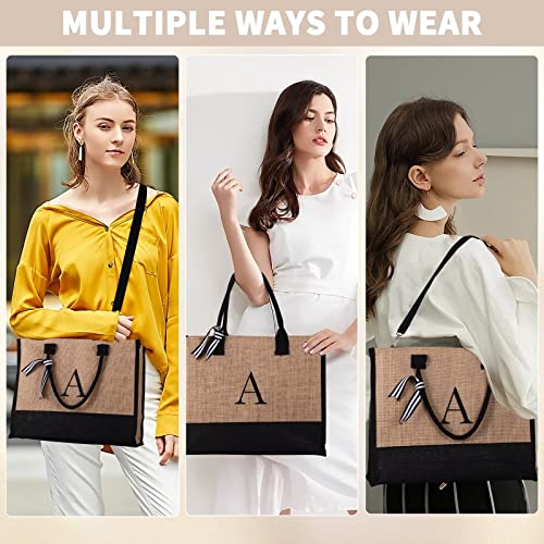 YOOLIFE Gifts for Women - Birthday Gifts for Women A Initial Jute Tote Bag Gifts for Women Her Friend Sister Mom Birthday Gifts Teacher Appreciation Gifts Bride Bridesmaid Wedding Gifts
