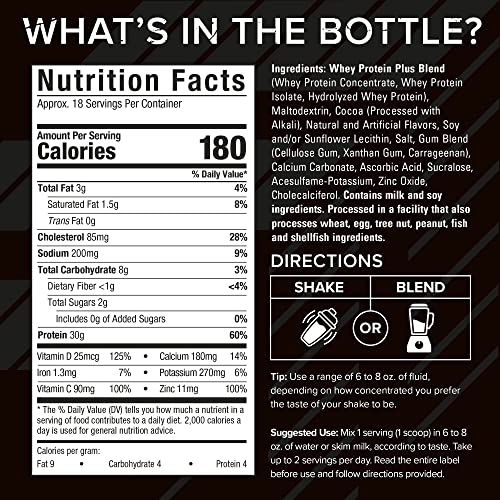 Six Star Whey Protein Powder Whey Protein Plus, Whey Protein Isolate & Peptides, Lean Protein Powder for Muscle Gain, Muscle Builder for Men & Women,Triple Chocolate, 1.8 lbs (Package Varies)