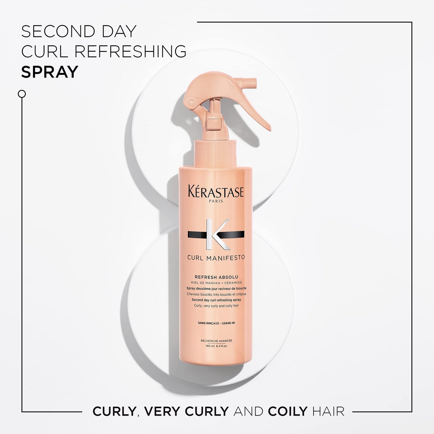 KERASTASE Curl Manifesto Refresh Absolu Refresh Spray | Hydrates, Redefines & Refreshes Curls | Anti-Frizz | With Coconut Oil | For All Wavy, Curly, Very Curly & Coily Hair | 6.4 Fl Oz