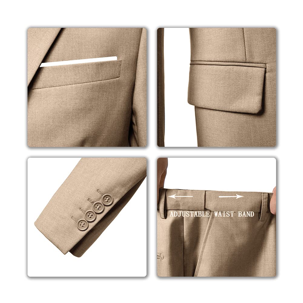 Men Suit Set Slim Fit Wedding Suit Business Suit Champagne Prom Groomsmen Suits Tuxedos Jacket Blazer Vest Pants Men Suits L