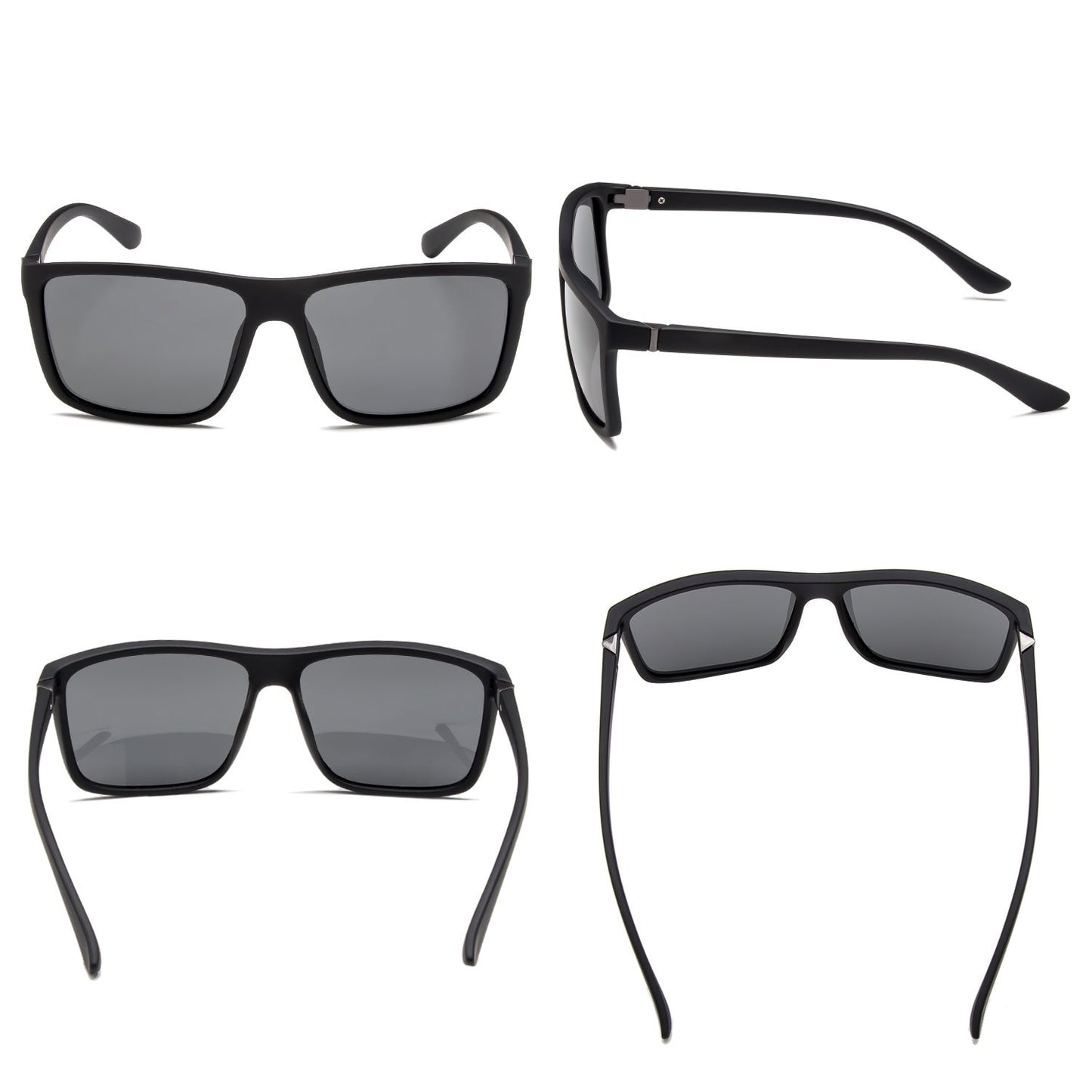 NIEEPA Men's Driving Sports Polarized Sunglasses Square Wayfarer Plastic Frame Glasses (Grey Lens/Black Frame)