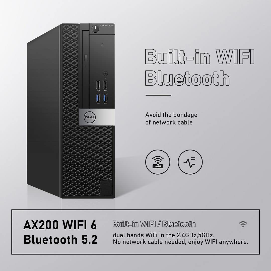 Dell OptiPlex 7040 SFF Desktop Computer PC Intel Quad Core i7-6700 3.20GHz AX200 Built-in WiFi 6 Bluetooth 16GB DDR4 256GB NVMe M.2 SSD 2TB HDD HDMI Wireless Keyboard & Mouse Windows10 Pro (Refurbished)