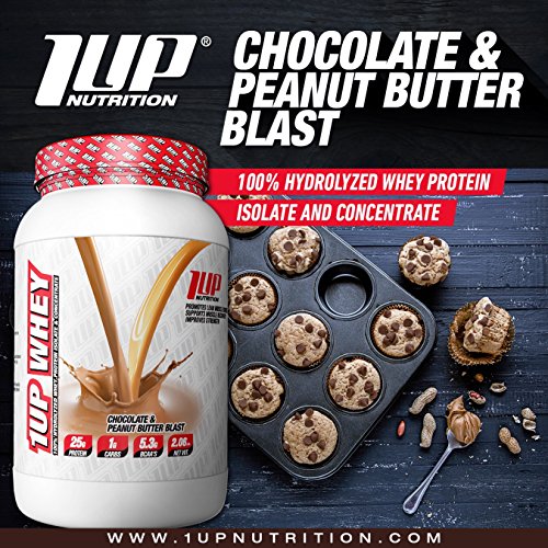1UP Nutrition - Whey Protein, 100% Hydrolyzed Whey Protein Isolate Concentrate, 2.06 Lbs. (Peanut Butter and Chocolate)