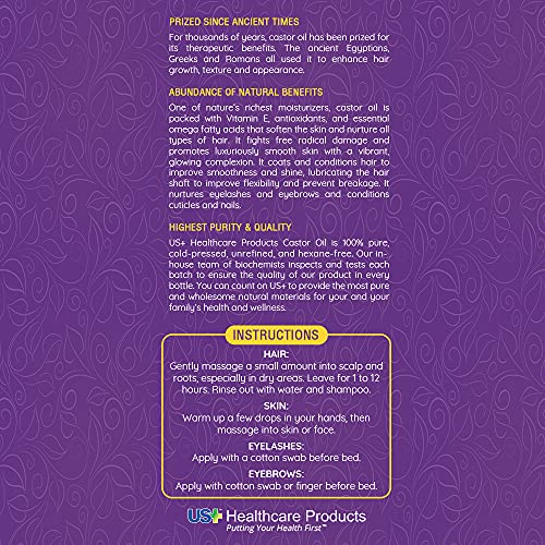 100% Pure Castor Oil - Cold-pressed, Unrefined, Hexane-free - Premium Quality - USP Grade (1 Gallon)
