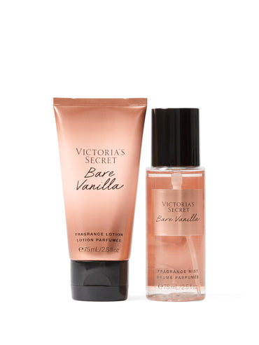 Victoria's Secret Bare Vanilla 2 Piece Mini Mist & Lotion Gift Set, Notes of Whipped Vanilla and Soft Cashmere, Bare Villa Collection, Assorted