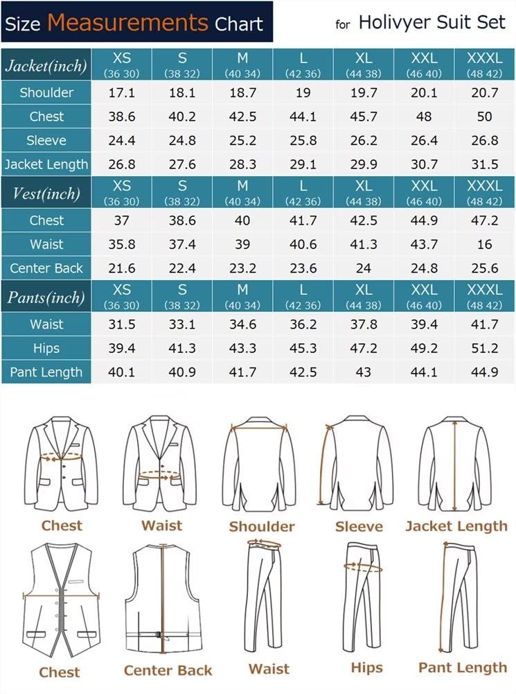 Men Suit Set Slim Fit Wedding Suit Business Suit Champagne Prom Groomsmen Suits Tuxedos Jacket Blazer Vest Pants Men Suits L