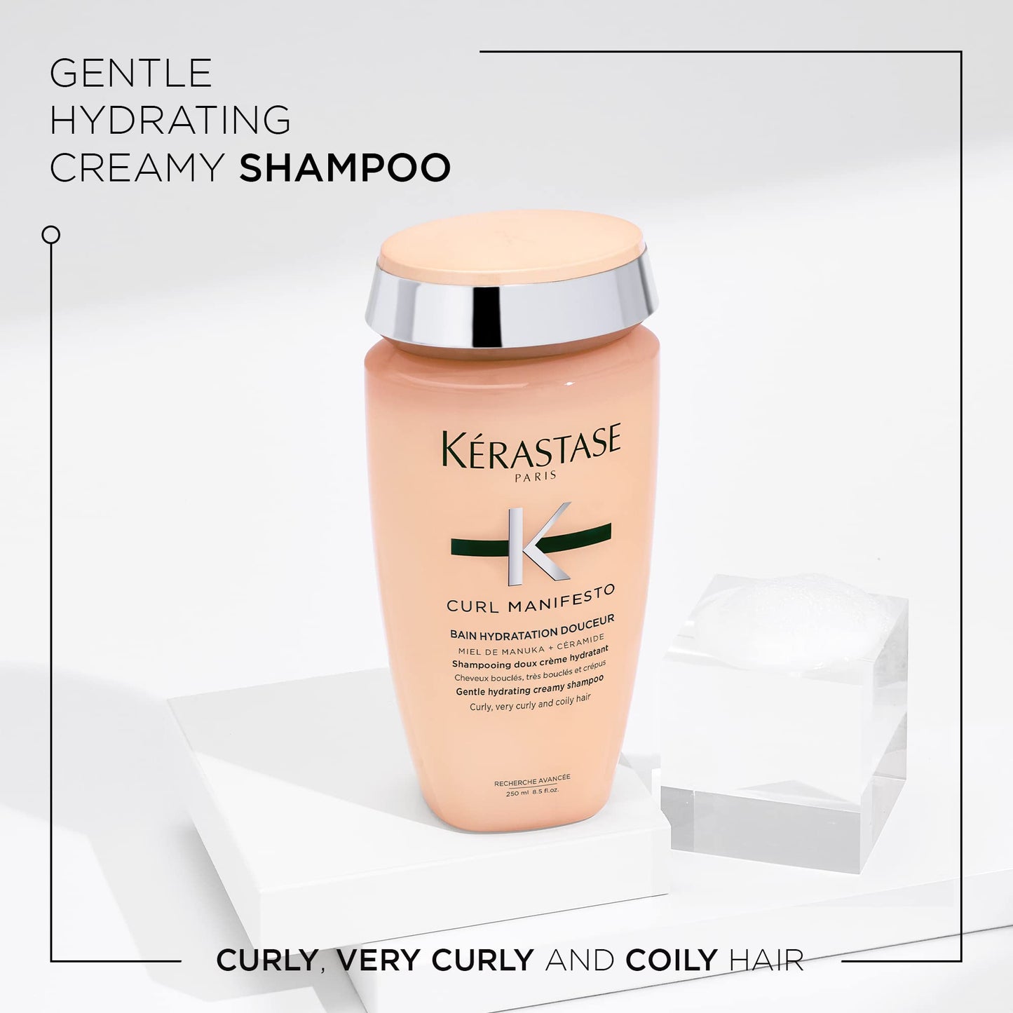 KERASTASE Curl Manifesto Hydratation Douceur Shampoo | Removes Build Up & Hydrates Curls | Softens & Reduces Frizz | For All Wavy, Curly, Very Curly & Coily Hair | 8.5 Fl Oz