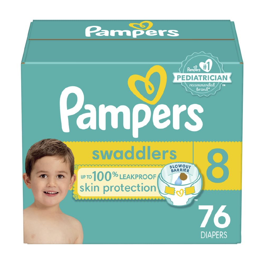 Pampers Swaddlers Diapers - Size 8, 76 Count, Ultra Soft Disposable Baby Diapers
