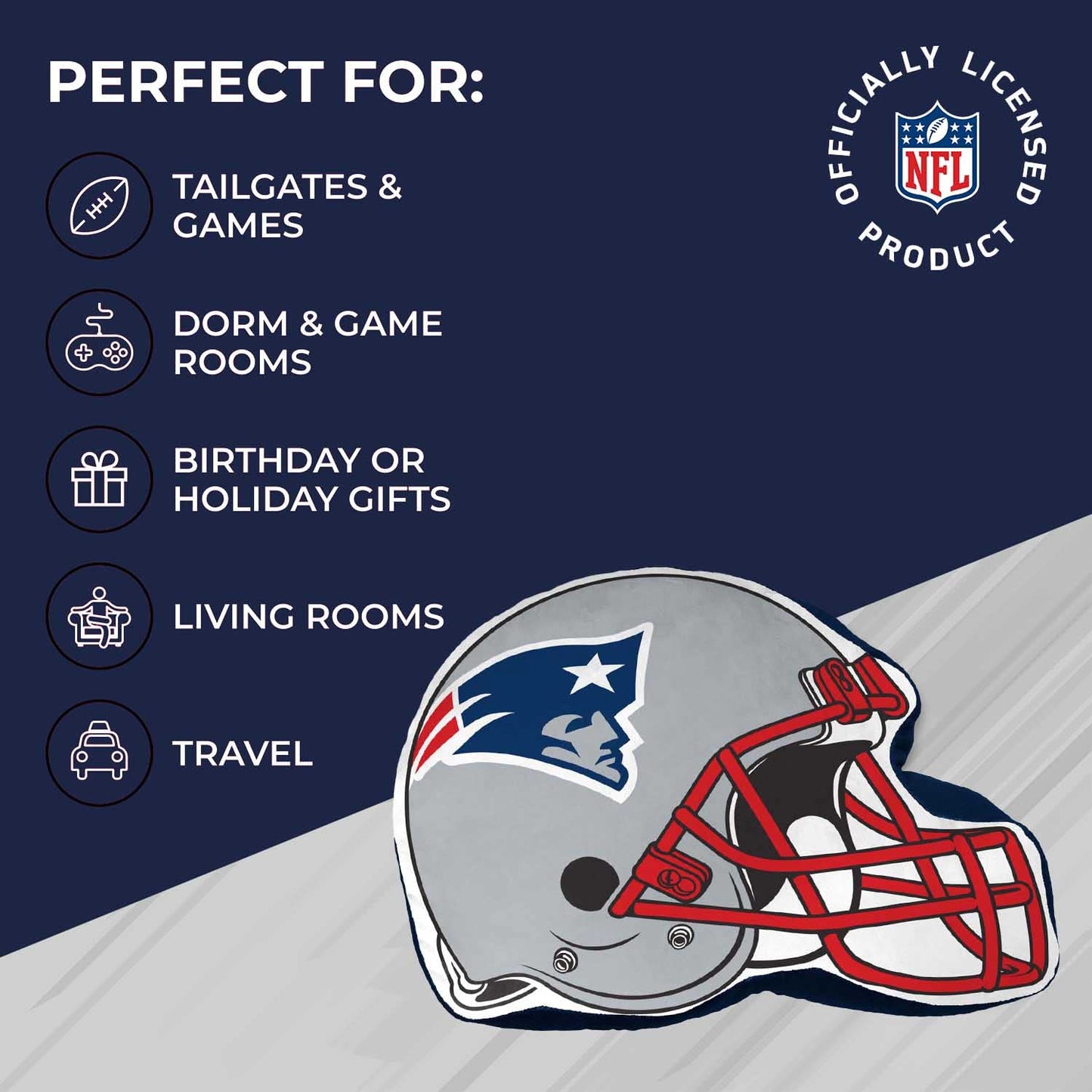 Northwest NFL Helmet Football Super Soft Plush Pillow - 16" - Decorative Pillows for Sofa or Bedroom - Perfect for Game Day (New England Patriots - Blue)