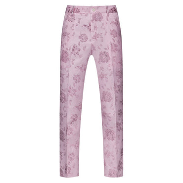 Tuxedo Suits for Men 3 Piece Regular Fit Suit Floral Pattern Blazer Jacket Waistcoat Pants Men Suit Set for Wedding Baby Pink