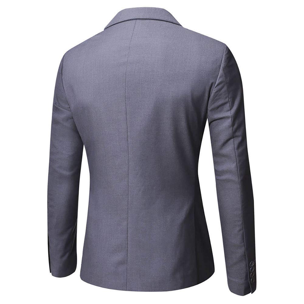 WULFUL Men’s Suit Slim Fit One Button 3-Piece Suit Blazer Dress Business Wedding Party Jacket Vest & Pants Dark Grey
