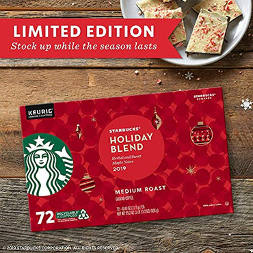 Starbucks Coffee Holiday Blend K Cup Pods, 29.2 Oz, 72 Count PACKAGE MAY VARY