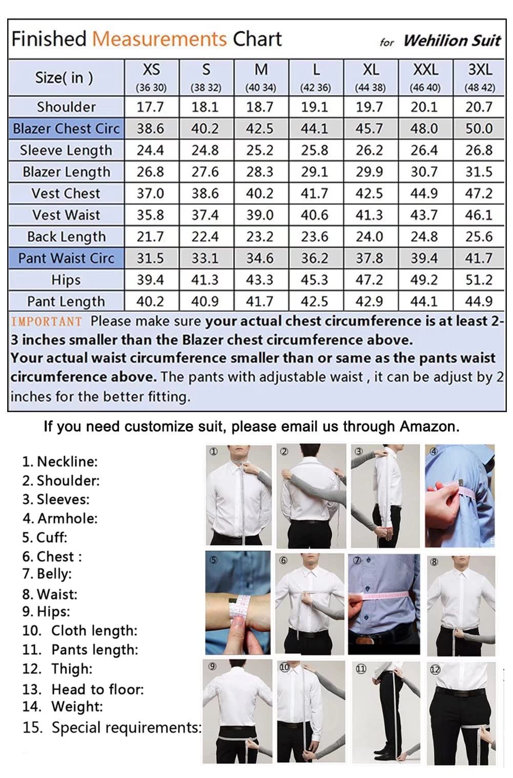High-End Suits Men Suit 3 Pieces Slim Fit, Navy Blue Groomsmen Suit Business Suit for Men 2 Buttons Prom Tuxedo 3XL/4842