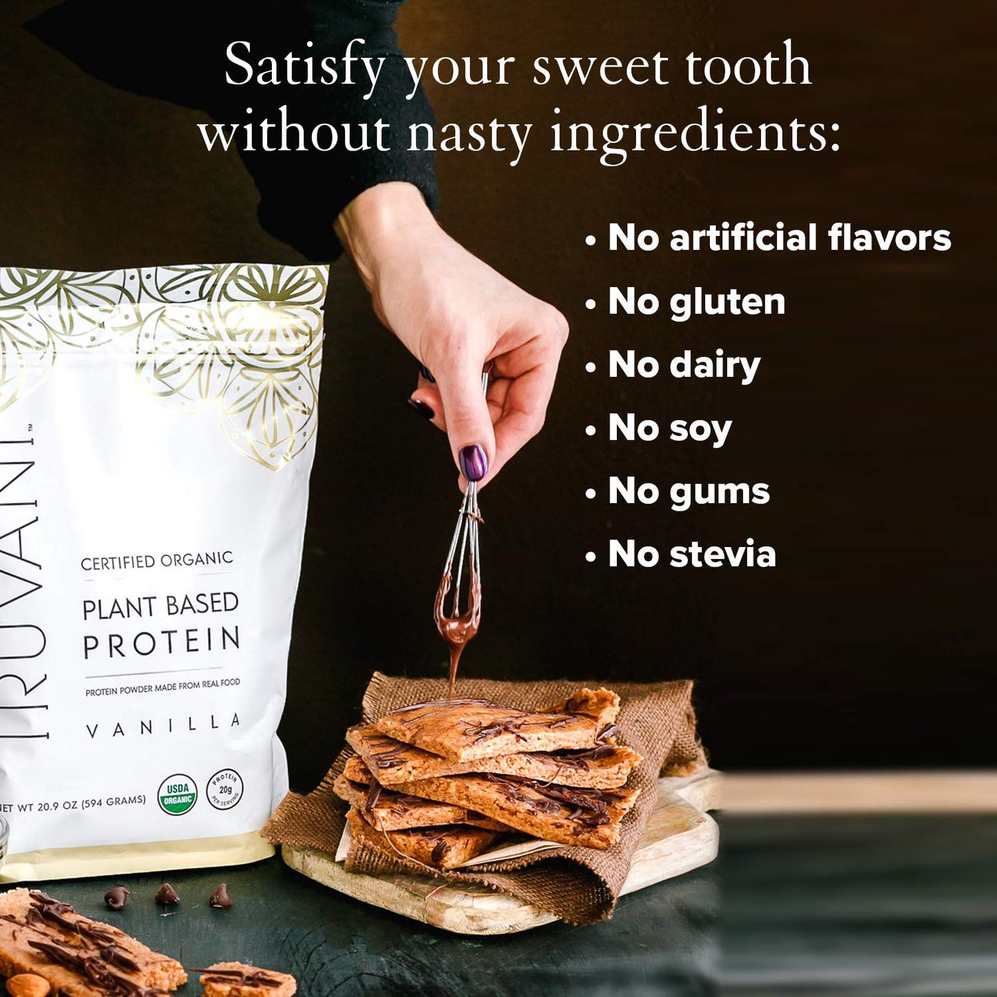 Truvani Organic Vegan Protein Powder, Organic Pea Protein Powder, Vegan, Non GMO, Gluten/Diary Free, Vanilla, 20.9oz (1pk, 20 Servings)