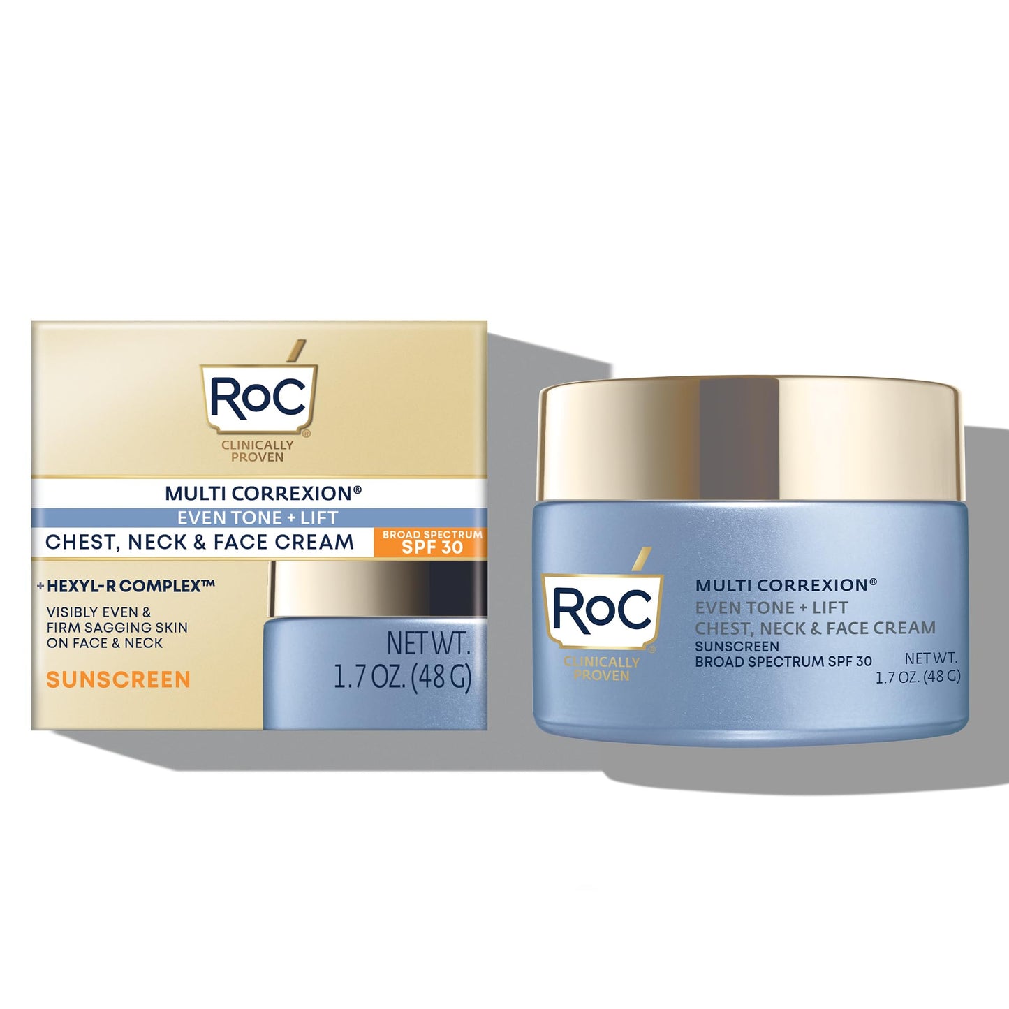 RoC Multi Correxion 5 in 1 Chest, Neck, and Face Moisturizer Cream with SPF 30, Neck & Wrinkle Firming, Vitamin E & Shea Butter, Oil Free Skin Care, Christmas Gifts & Stocking Stuffers, 1.7 Ounces