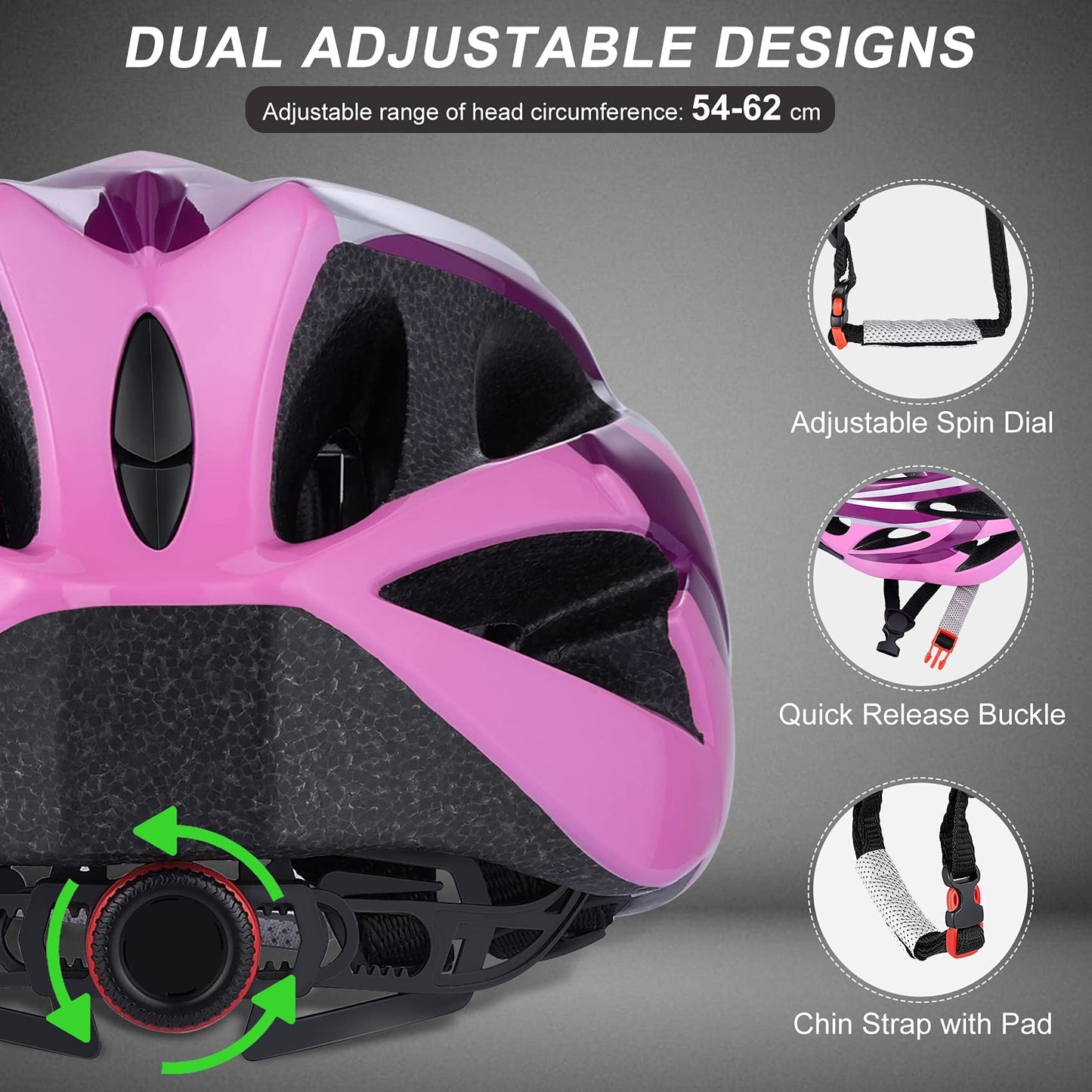 Zacro Adult Bike Helmet Lightweight - Bike Helmet for Men Women Comfort with Pads&Visor, Certified Bicycle Helmet for Adults Youth Mountain Road Biker (Pink Plus Purple, Universal Adult(54-62 cm))