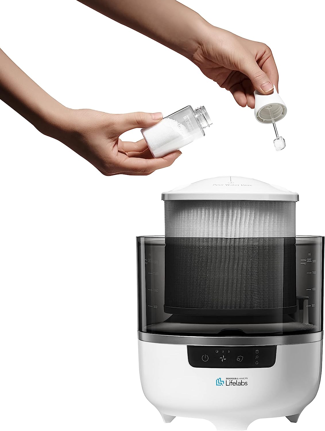 DH Lifelabs | Aaira Mini Hydrating Air Purifiers | Eliminates 99.9% of Bacteria Viruses Mold | HOCl Cleans Moisturizes Air Odor Eliminator for Smokers | Coverage 323 Sq Ft for Large Room Bedroom Home Mini Grey
