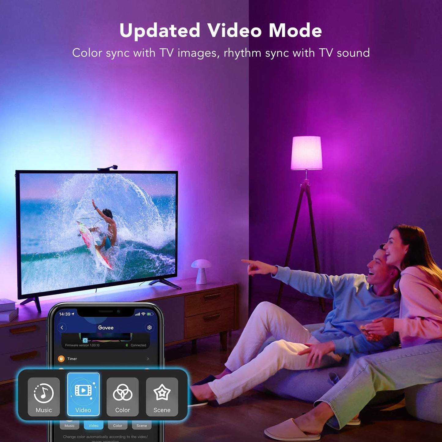 Govee Envisual TV LED Backlight with Camera, RGBIC Wi-Fi TV Backlights for 55-65 inch TVs, Works with Alexa & Google Assistant, App Control, Music Sync Lights, H6199