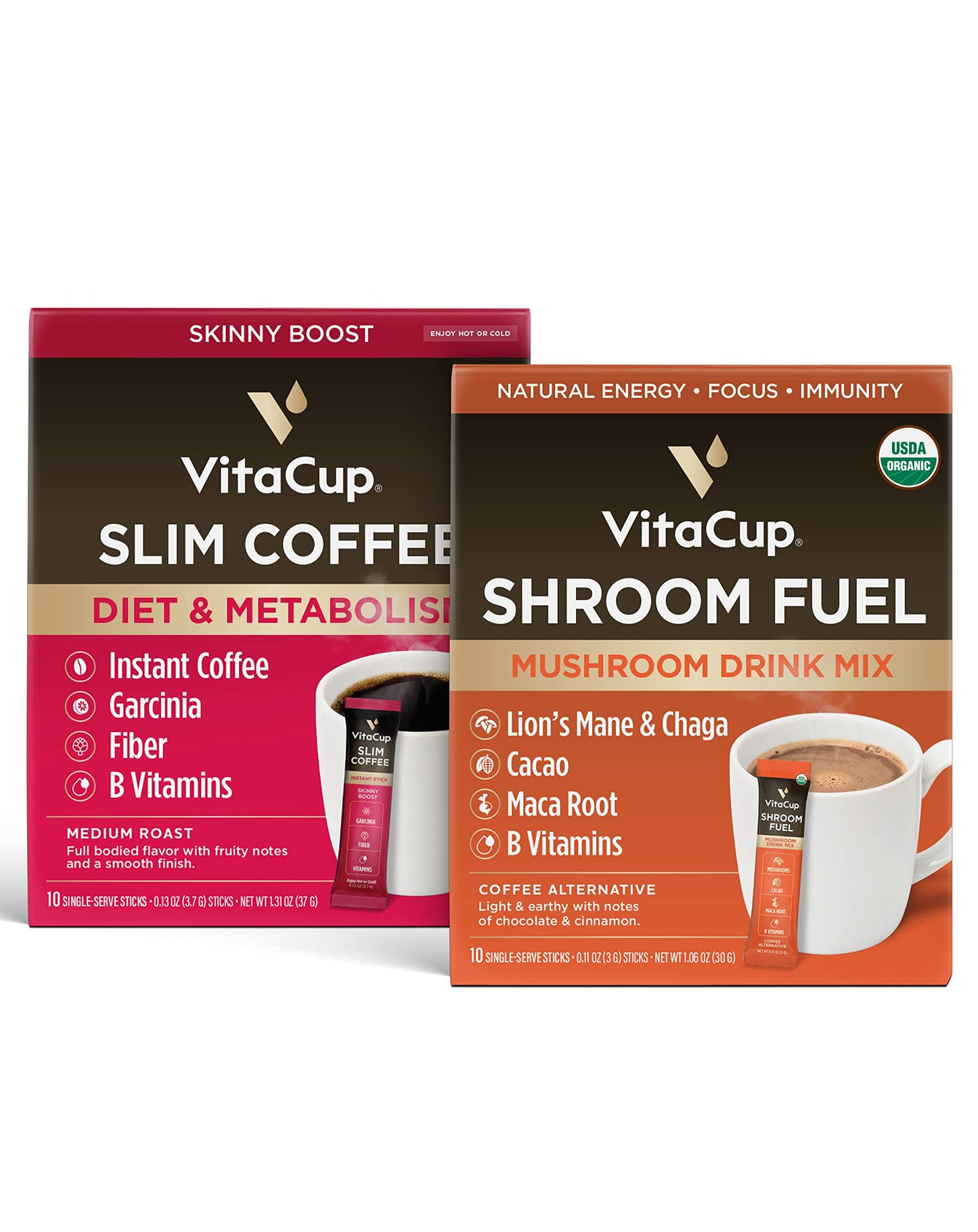 VitaCup Instant Slim Coffee 10Ct & Shroom Fuel 10ct