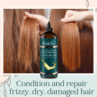 Live Fraiche USDA Organic Cold Pressed Castor Oil (16oz), 100% Pure, Hexane-Free Castor Oil - Moisturizing & Healing, For Dry Skin, Hair Growth - For Skin, Hair Care, Eyelashes - Caster Oil