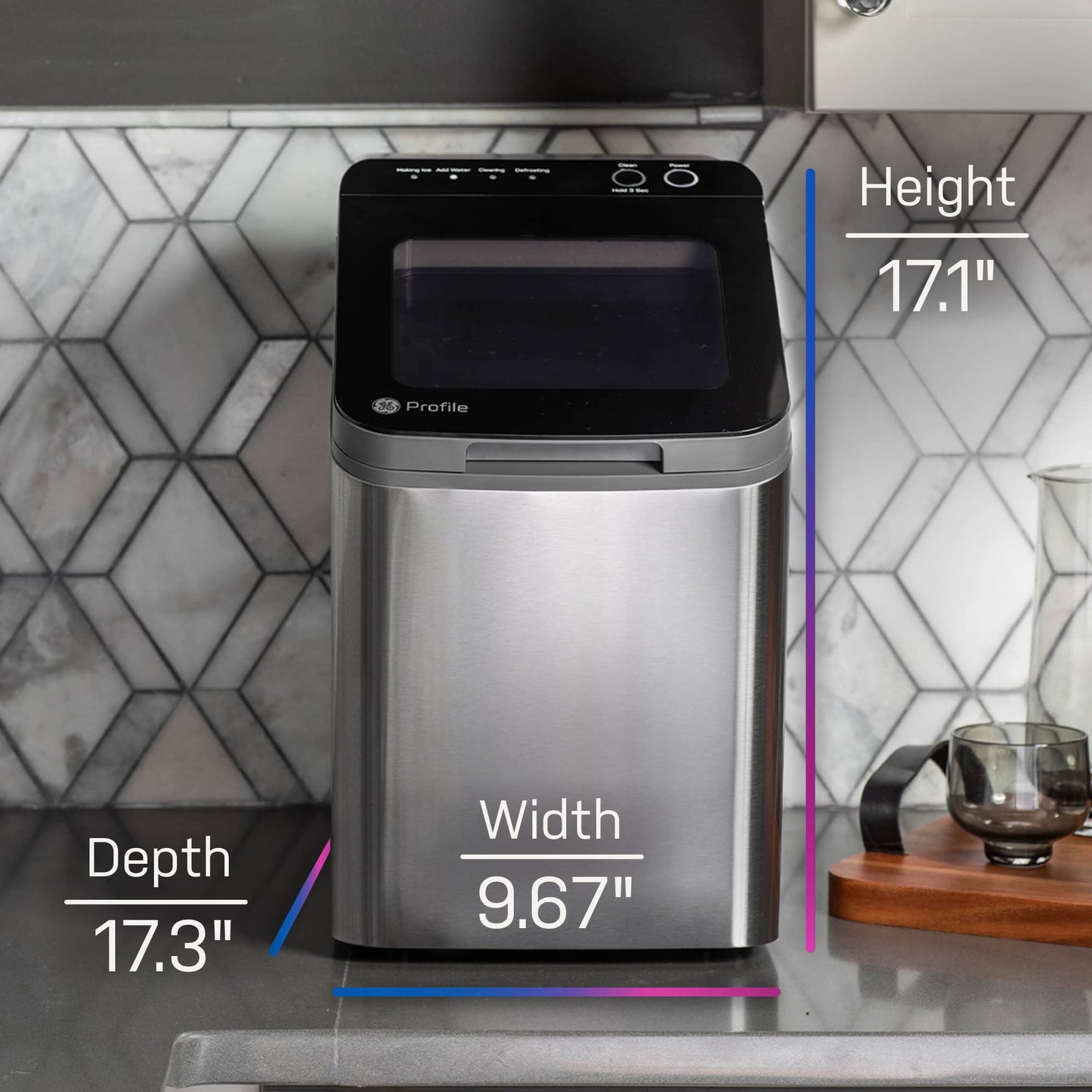 GE Profile Opal 1.0 Nugget Ice Maker| Countertop Pebble Ice Maker | Portable Ice Machine Makes up to 34 lbs. of Ice Per Day | Stainless Steel Finish