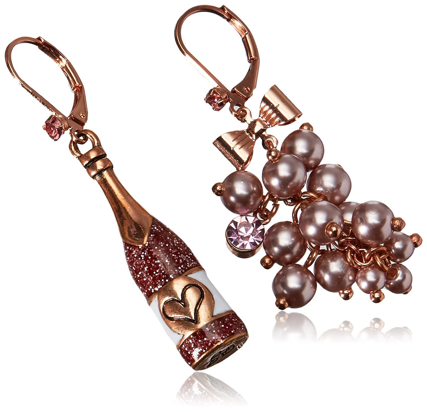 Betsey Johnson Rose Mismatch Drop Earrings