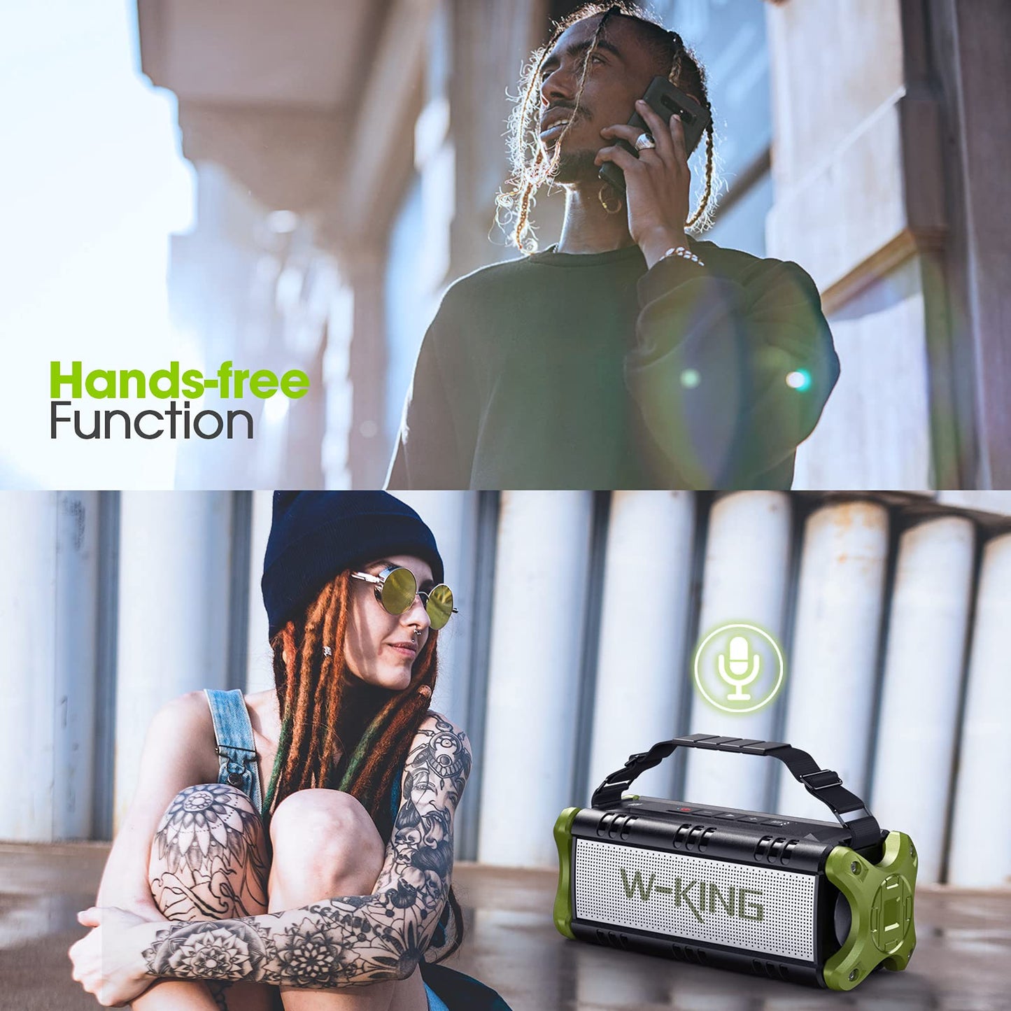W-KING Bluetooth Speaker, 50W Portable Speakers Bluetooth Wireless Loud, IPX6 Waterproof Outdoor Large Bluetooth Speaker Subwoofer/Bass Boost/DSP/40H Playtime/Stereo Pairing/Power Bank/TF/Hands-Free