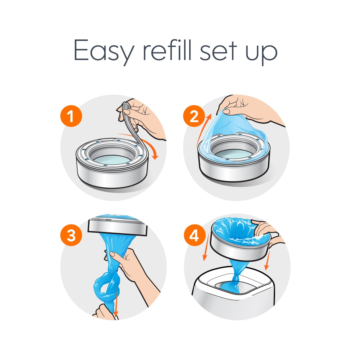 Diaper Genie Essentials Round Refill 4-Pack | Holds Up to 1280 Newborn Diapers | Features Unscented Continuous Film | Compatible with Diaper Genie Complete and Expressions Pails
