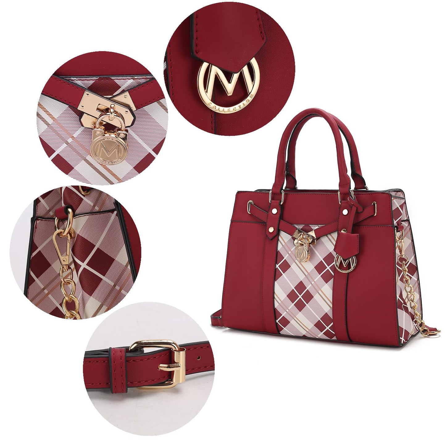 MKF Collection Satchel Bag & Wristlet Wallet Purse Set for Women, Top-Handle Crossbody Shoulder Handbag Purse