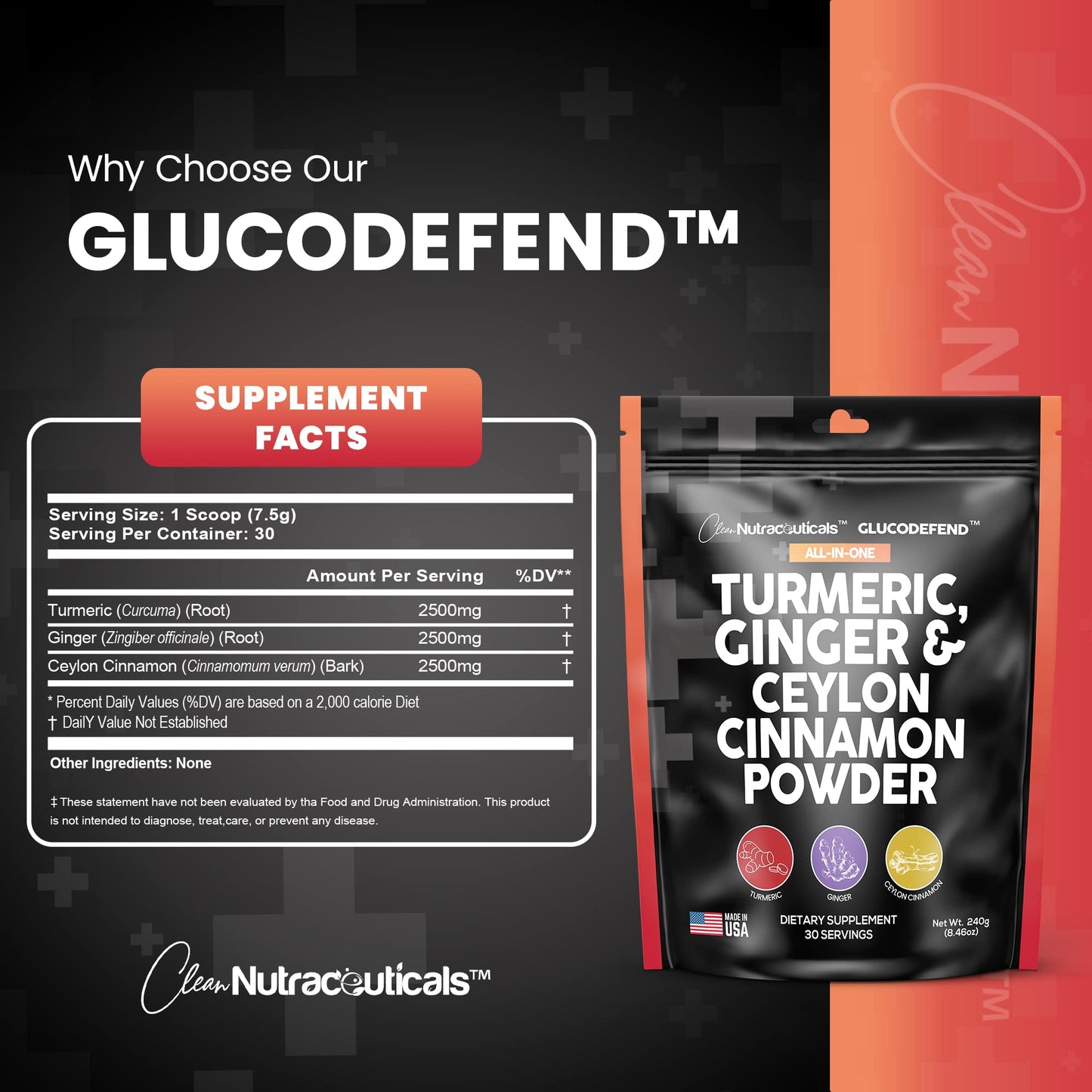 3in1 Turmeric Curcumin Ginger Root & Ceylon Cinnamon Powder Supplement Made in USA - Turmeric Powder for Health, Cooking, Baking - Premium Quality Ginger Powder - Alternative to Pills Capsules Tablets