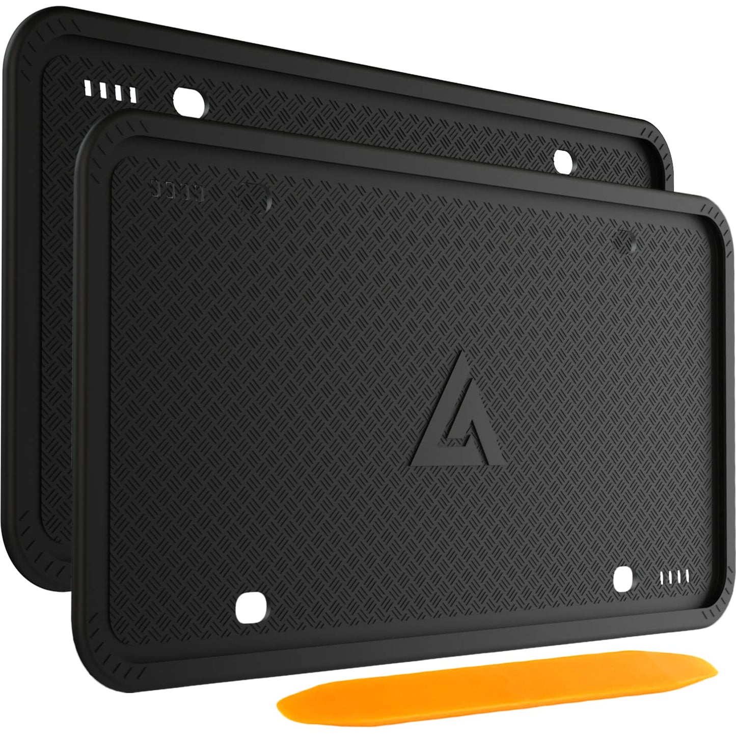 Aujen Silicone Black License Plate Frames, 2 Pack Universal Car License Plate Holders, Rust-Proof and Weather-Proof Accessories (Black)