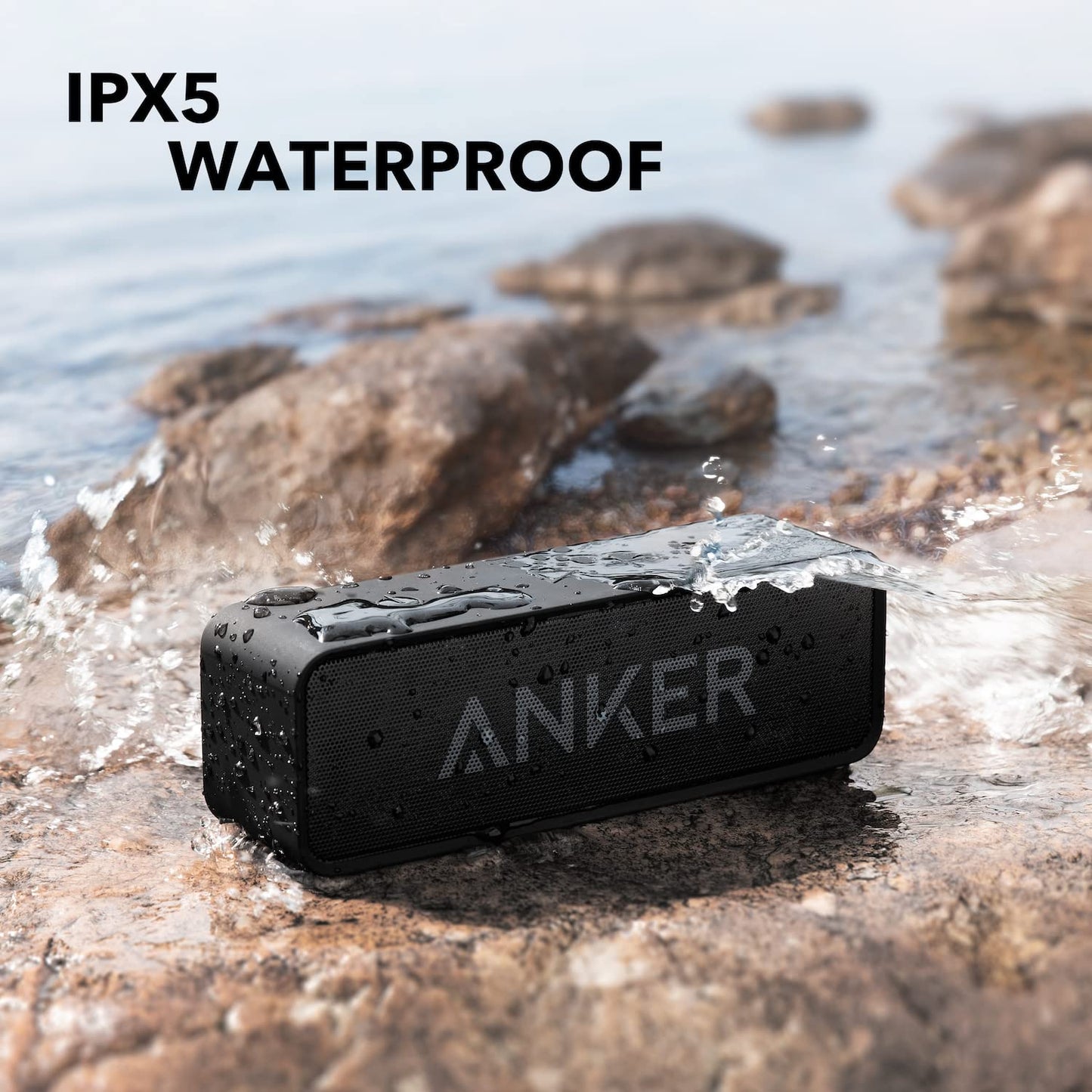 Upgraded, Anker Soundcore Bluetooth Speaker with IPX5 Waterproof, Stereo Sound, 24H Playtime, Portable Wireless Speaker for iPhone, Samsung and More