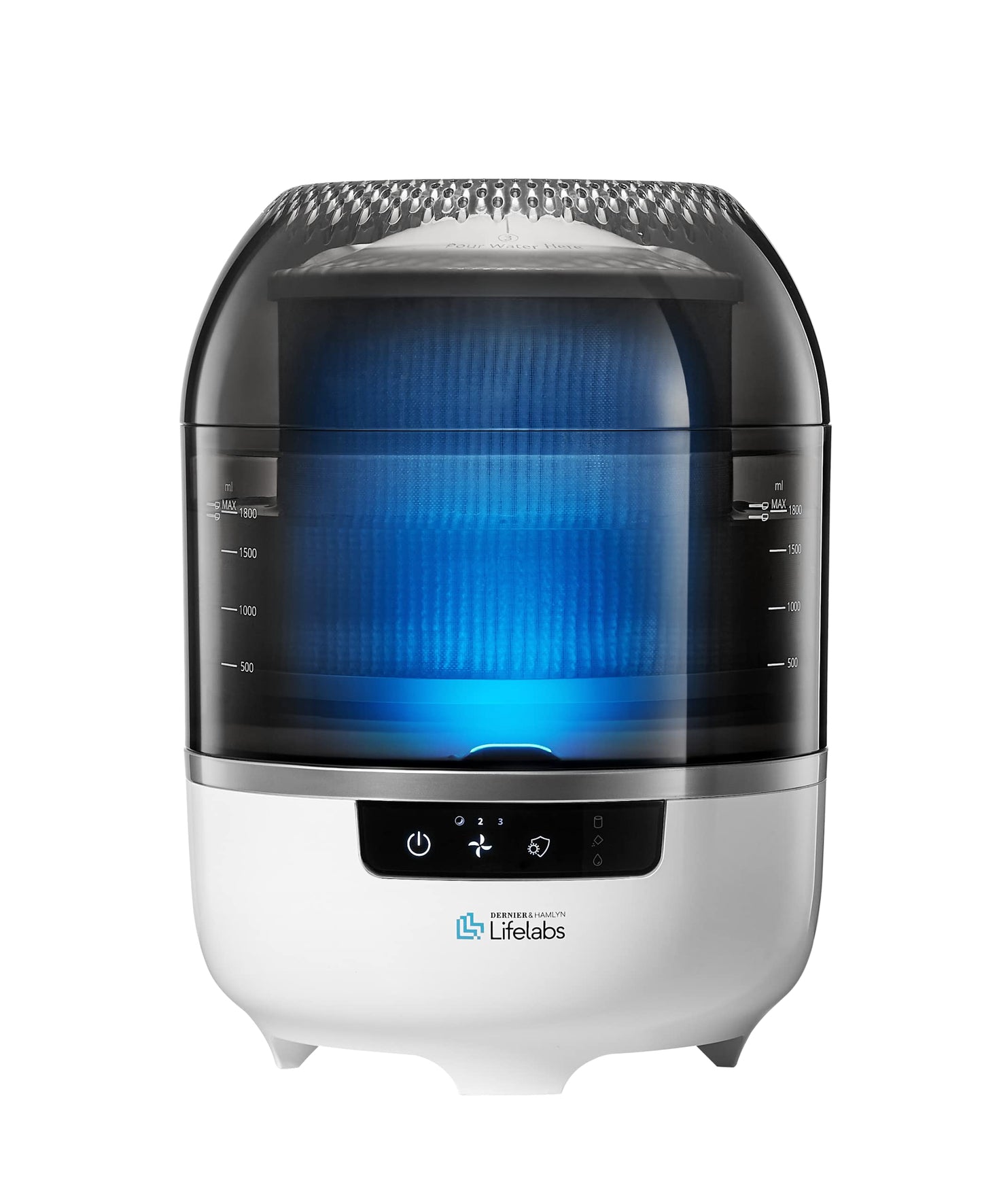 DH Lifelabs | Aaira Mini Hydrating Air Purifiers | Eliminates 99.9% of Bacteria Viruses Mold | HOCl Cleans Moisturizes Air Odor Eliminator for Smokers | Coverage 323 Sq Ft for Large Room Bedroom Home Mini Grey