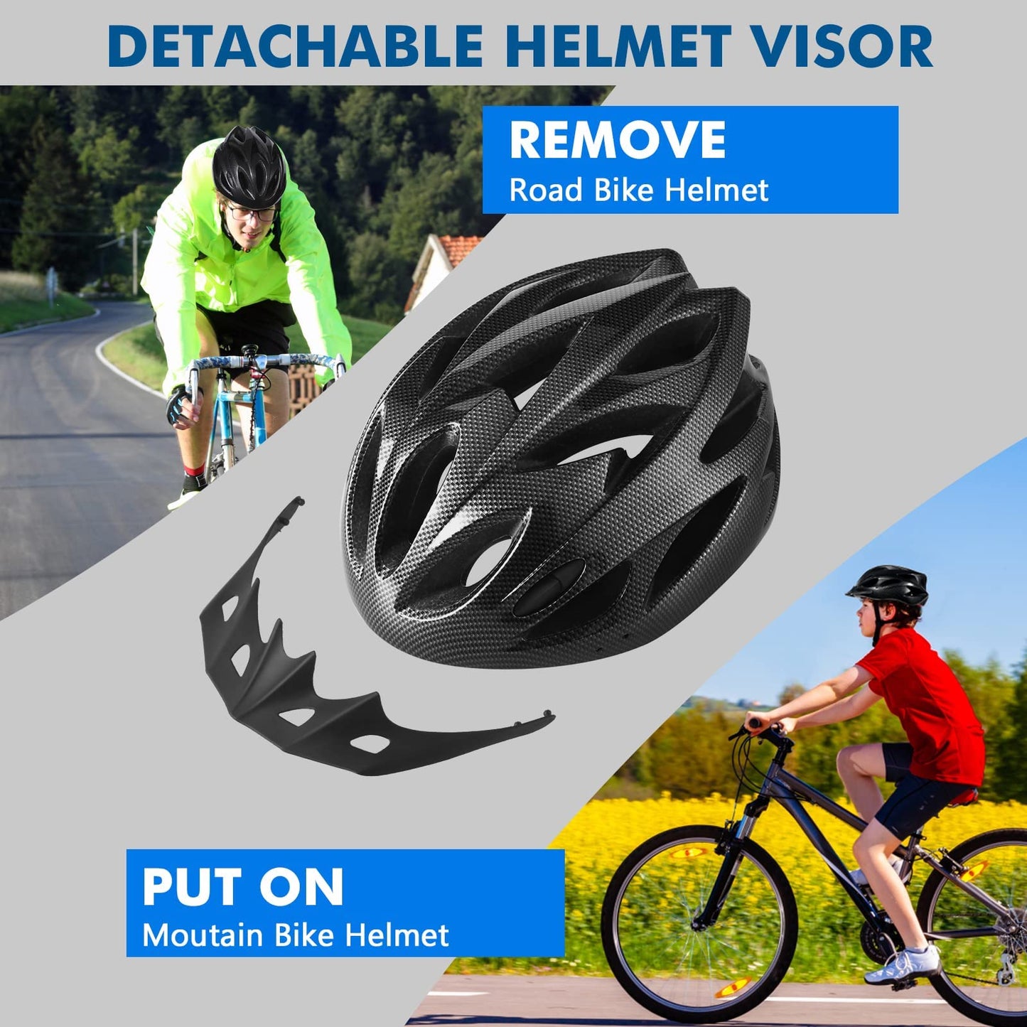 Zacro Adult Bike Helmet Lightweight for Men Women Comfort with Pads&Visor, Certified Bicycle Helmet for Adults Youth Mountain Road Biker