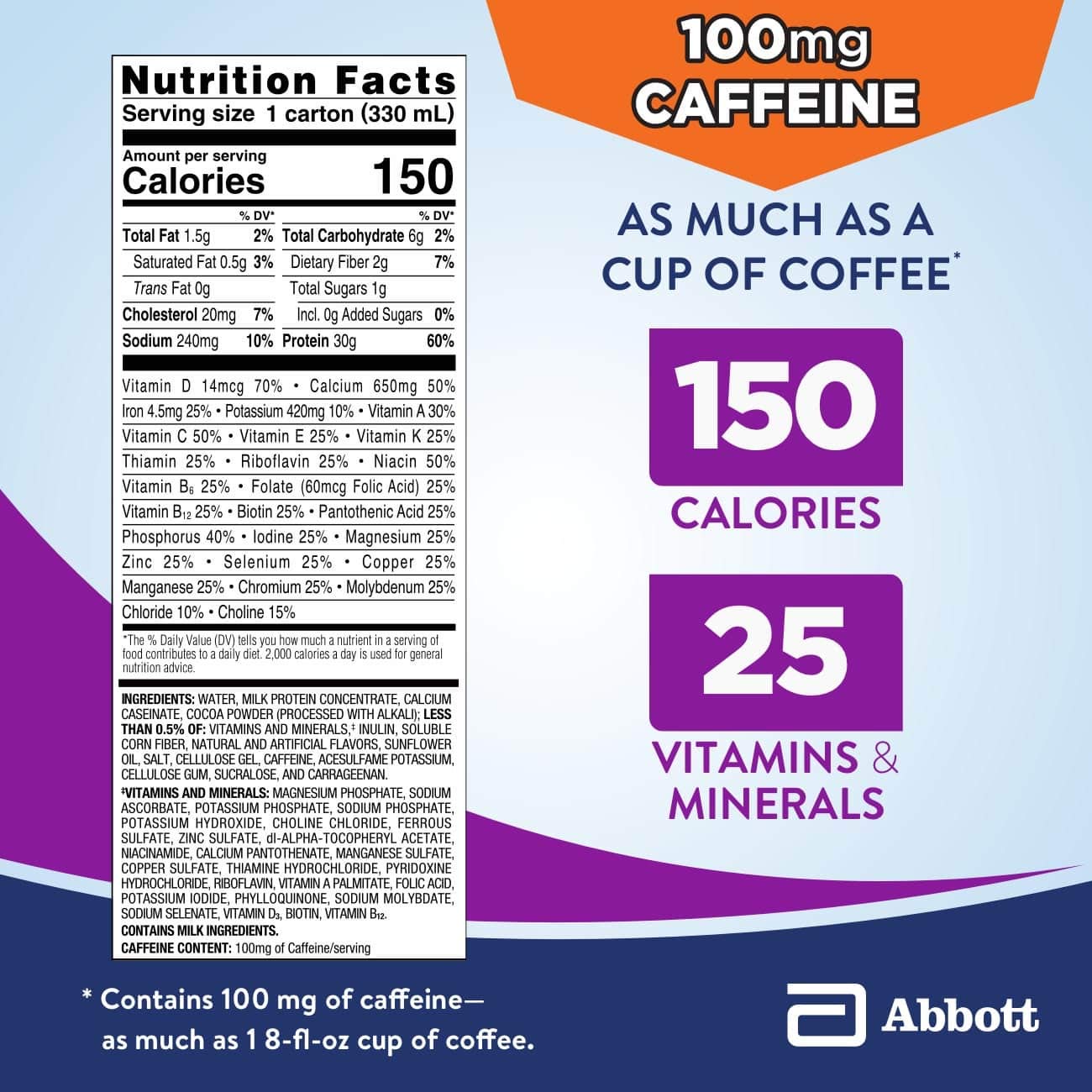 Ensure Max High Protein Nutrition Shake Milk with 30g of Protein 1g of Sugar , Chocolate w/ Caffeine, 11 Fl Oz (Pack of 12)