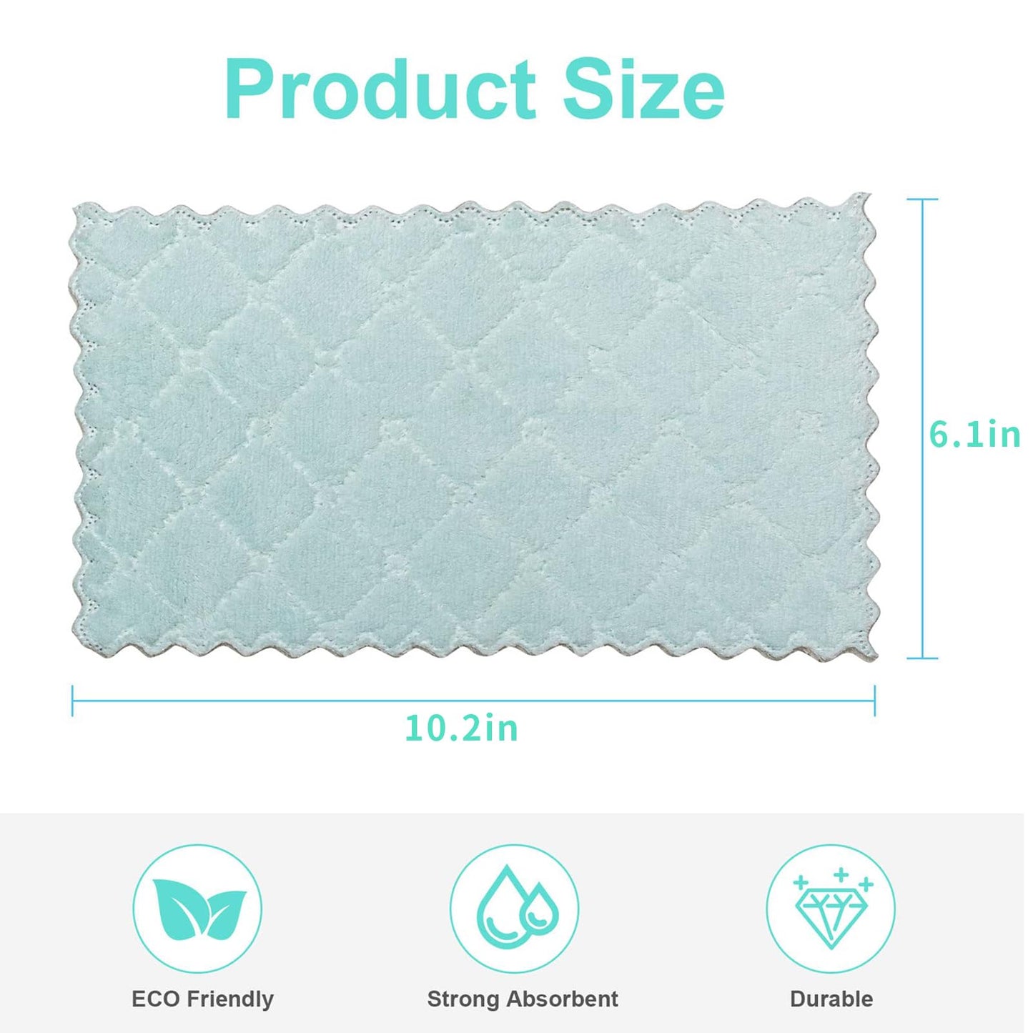 20 Pack Kitchen Dish Cloths, Super Absorbent Microfiber Cleaning Cloth for Cleaning Dishes, Kitchen, Bathroom, Car (Grey & Green)